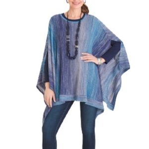 Chico’s Poncho Sweater Cool Gradient Oversize Shapeless Lightweight Top …